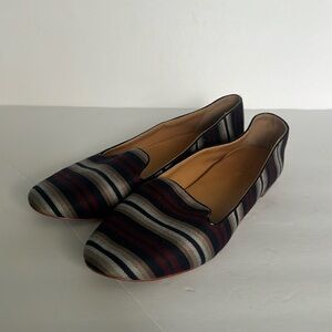 J. Crew Striped Navy, Burgundy & Gray Flat Loafers